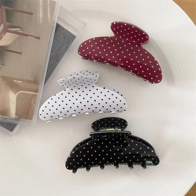 Pinza per Capelli Vintage con Stampa Pois Acrilica di Grandi Dimensioni a Forma di Squalo Fermaglio Semplice Elegante Fermagli per Capelli Accessori per Capelli da Donna