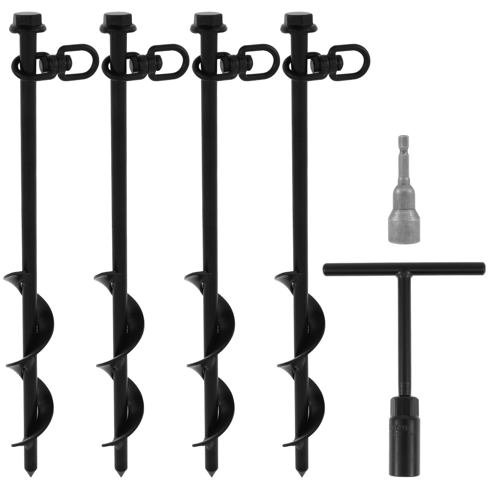 

Комплект из 4 анкеров для батута, 11,8-дюймовые прочные грунтовые анкеры, стойки для батута от сильного ветра, ручная/сверлильная установка, анкеры для качелей