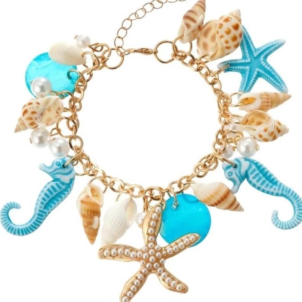 

Ювелирные изделия из ракушек морской звезды в океанском стиле, женские аксессуары, ювелирные изделия, браслеты из имитации жемчуга