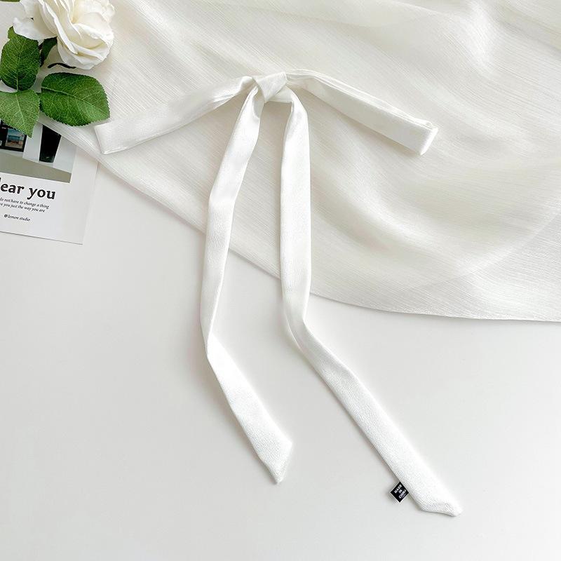 Silk Scarf, Long Strip, High-end Black Ribbon, Tie, Scarf, Neck Accessories, Matching Shirt, Thin and Narrow Strip, Tied Headband, Streamer.