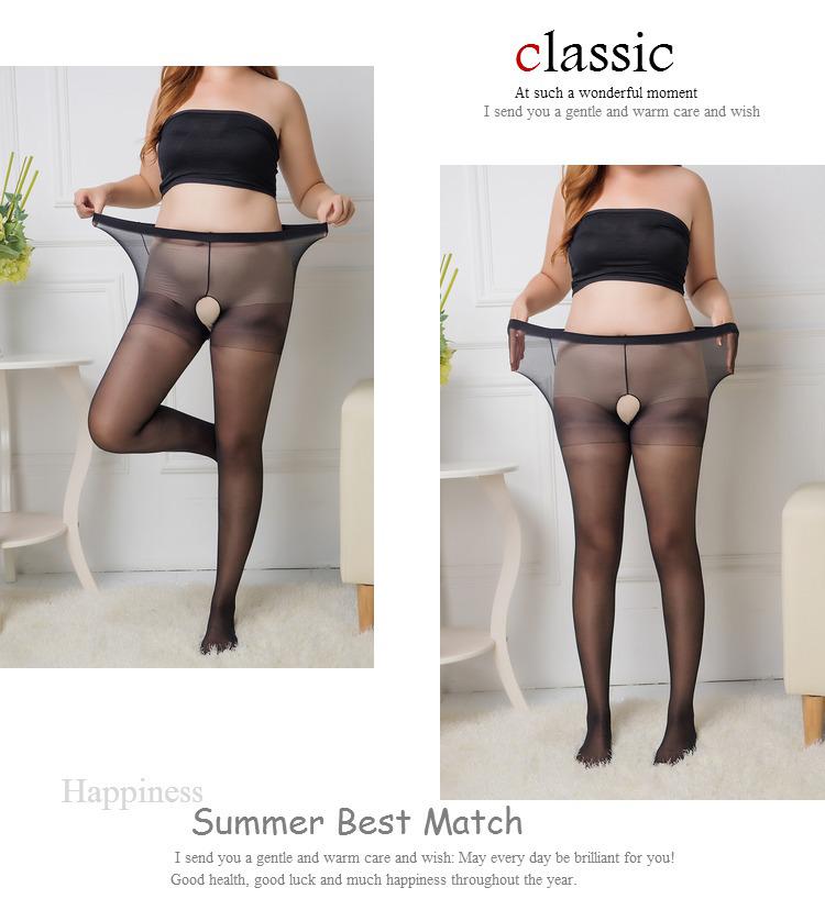 Plus Size Crotchless Ultra-Thin Summer Stockings - Sexy, Anti-Snag Women's Hosiery