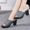 Wedge Sandals Summer Ladies Non-slip High-heeled Rhinestone Sandals and Slippers