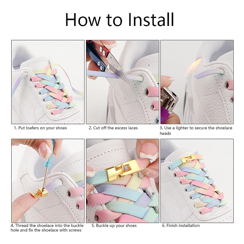 Cross Lock Shoelaces Colorful Rainbow Elastic Flat Laces Without Ties Shoelace Sneakers No Tie Shoe Laces Kids Adult Shoestrings