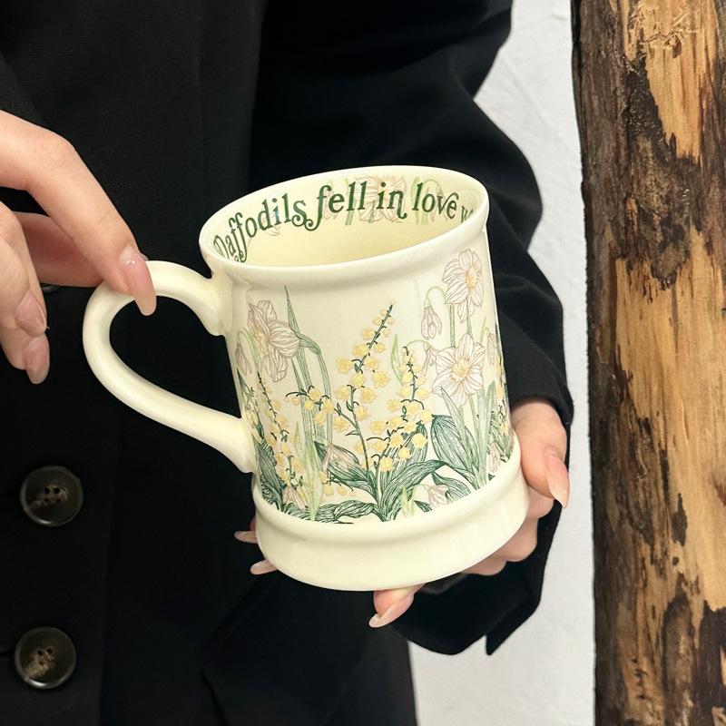 French Retro Ceramic Cup Office Mug Afternoon Tea Water Cup Girl Birthday Gift Coffee Cup Gift Box