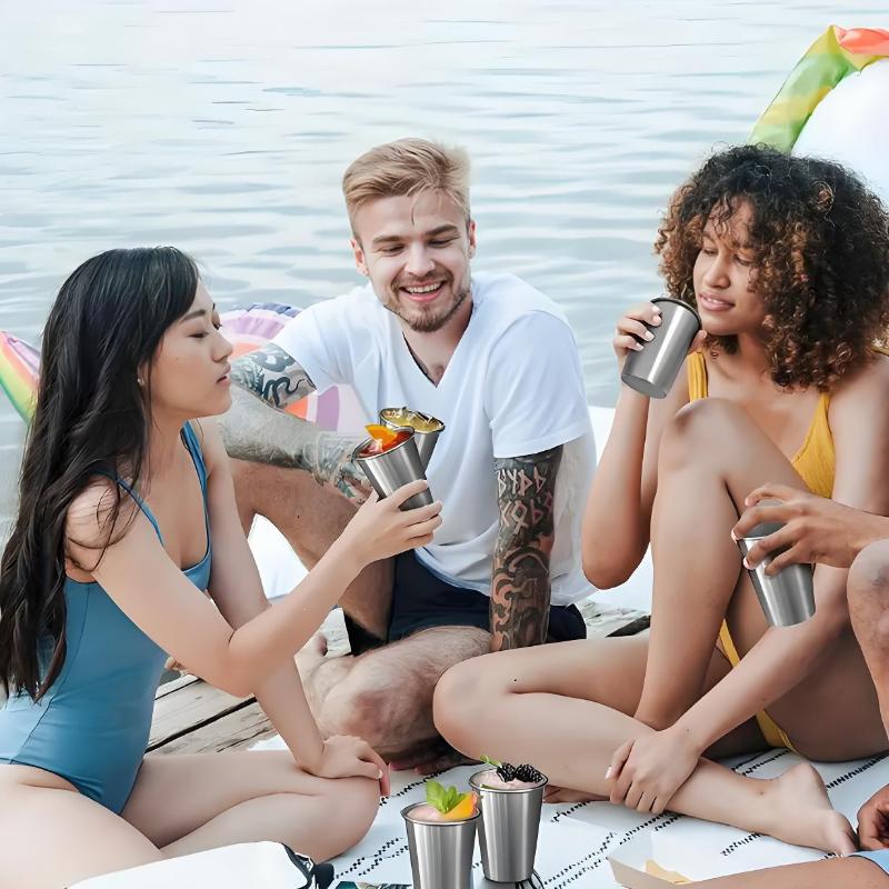 Stainless Steel Cold Drink Cup, Stainless Steel Water Cup, Not Easy To Break, Stackable, Reusable, Suitable For Children'S Trave