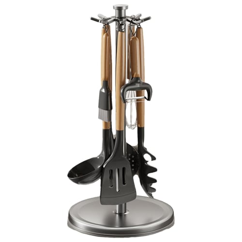 Countertop Rotating Utensil Holder | Kitchen Utensil Holder, Kitchen Tabletop Dish Organizer Holder, Spaghetti Server with Swivel Hook