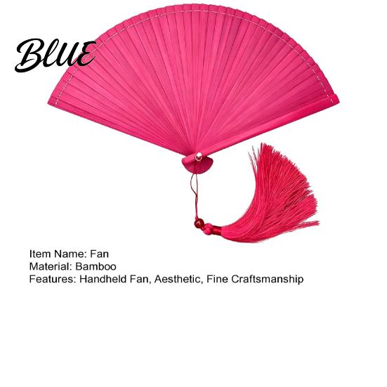 Portable Pocket Fan Vintage Japanese Bamboo Folding Fan Elegant Handheld with Tassels Decorative Cooling Oriental Style Accessory for Dancing