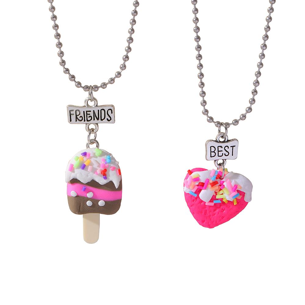 15 Stil Polymer Clay Anhänger Best Friends Halsketten Set BFF Fimo Regenbogen Lutscher Eiswaffeln Anhänger Perlen Kette Kinder Geschenk