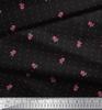 Soimoi Black Japan Crepe Satin Fabric Berries & Dots Print Fabric by Metre 42 Inch