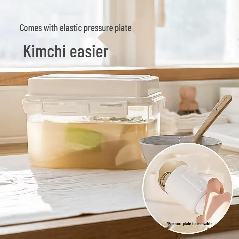 Transparent Korean Kimchi Pickling Crock with Inner Press-Seal Lid