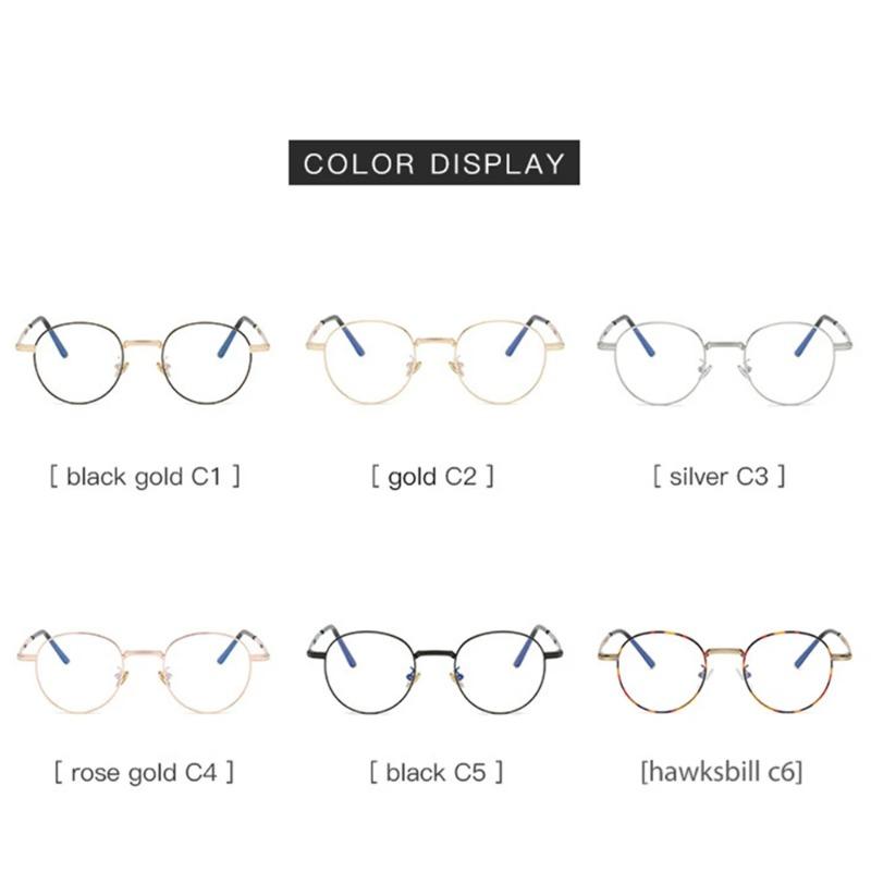 Metall Runde Blaulichtfilterbrille Damen Herren Klassischer Trend Brillengestelle Transparent Computerbrille Oculos Feminino