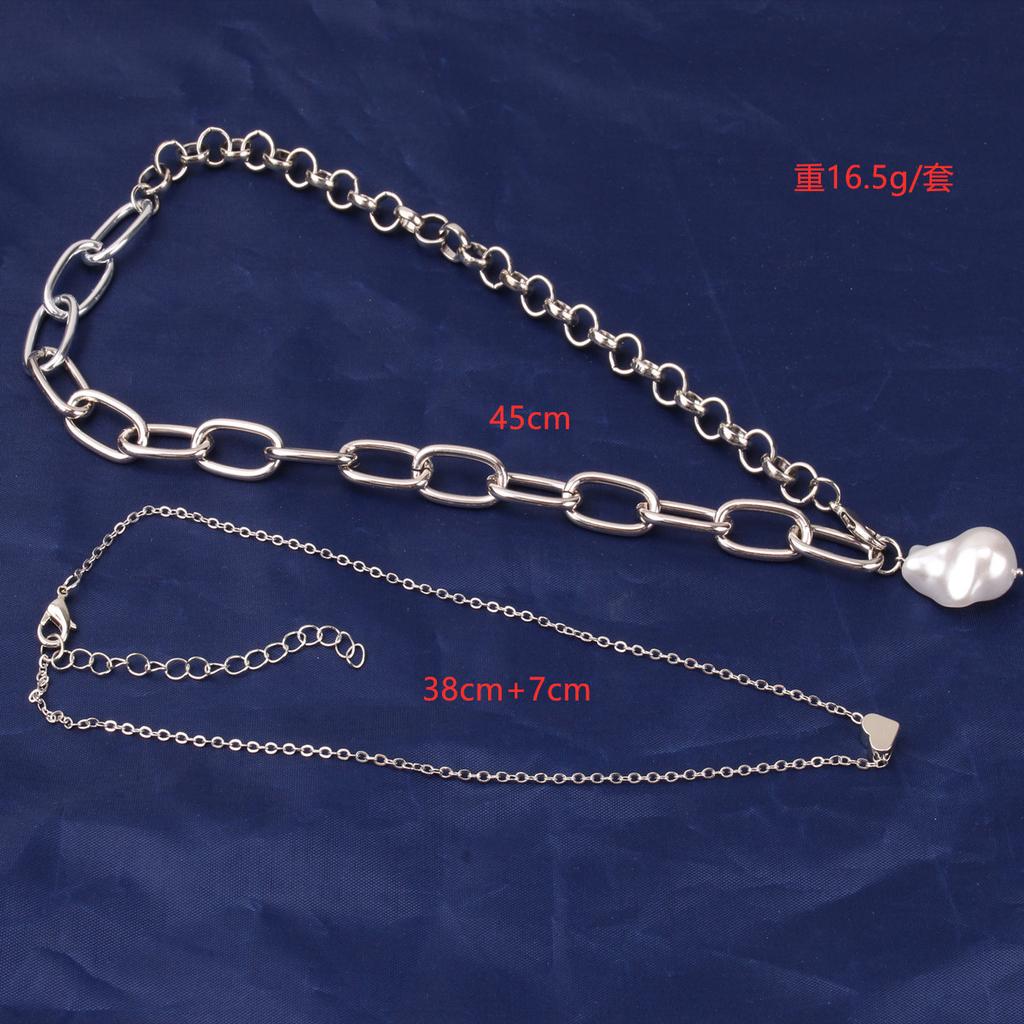 New Baroque Special-shaped Imitation Pearl Necklace Women's Simple and Versatile Love Two-piece Set