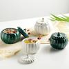 Ceramic Pumpkin Bowl with Lid Creative Soup Cup Steamed Egg Bird's Nest Small Stew Cup Kitchen Ceramic Fruit Dessert Salad Bowl