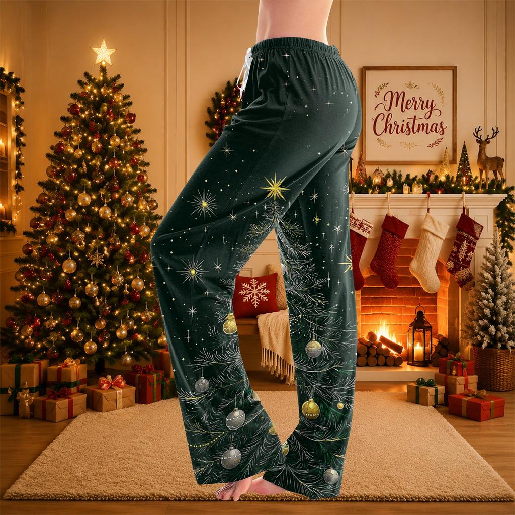 Women's Christmas Printed Pajama Pants Casual Holiday Sleepwear