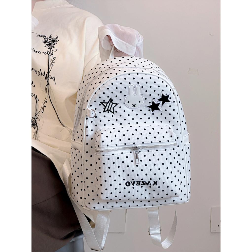 Schoolbag new high-value cute polka dot Miffy rabbit backpack Korean girl backpack large capacity light commuter schoolbag