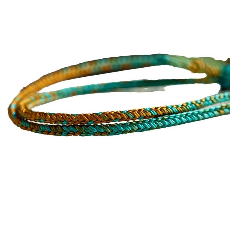 Hand-Woven Amber Turquoise Dzi Bead Sweater Chain for Men and Women