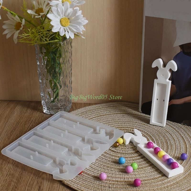 24TE 4 Cavity Easters Rabbit Silicones Molds Set for Unique Holiday Decorations Gift