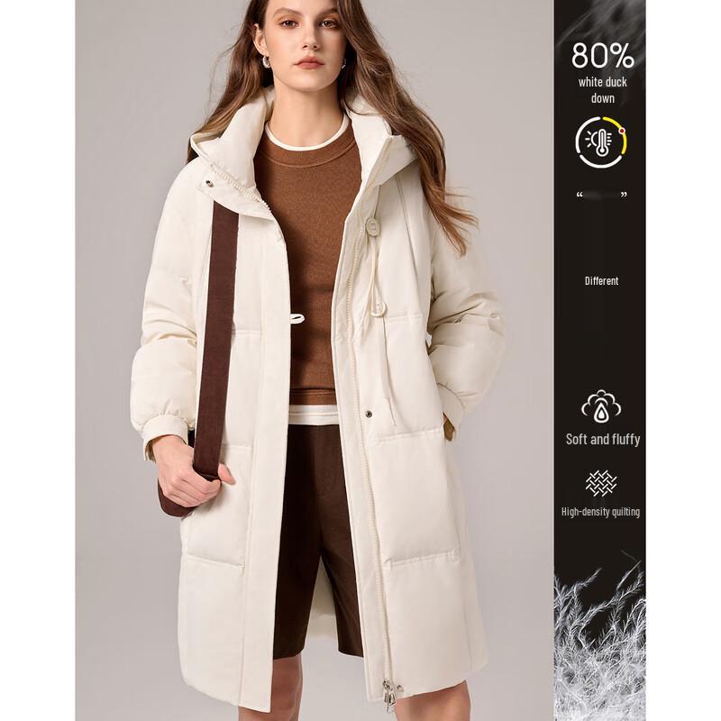 Women's Elegant Hooded Mid-Length Duck Down Puffer Jacket