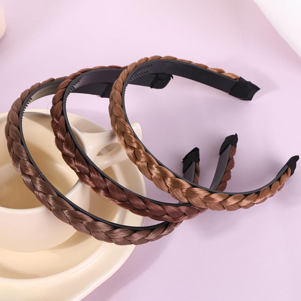 

Нескользящая повязка на голову с косичкой Fishbone в корейском стиле, корейская повязка на голову, скрученная повязка на голову для парика
