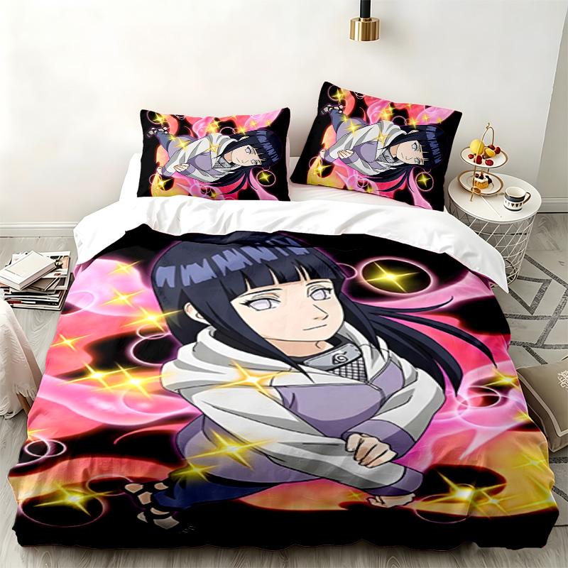 Hyuga Hinata 3pc set Perfect for bedroom use Comfortable bedding set includes a duvet cover and two pillowcases Ideal birthday or Christmas gift