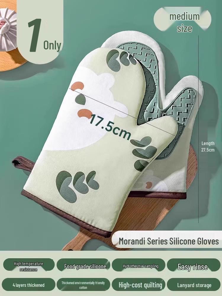 Heat-Resistant Silicone Oven Gloves: Anti-Scald, Non-Slip, Thickened for Baking and Steaming.