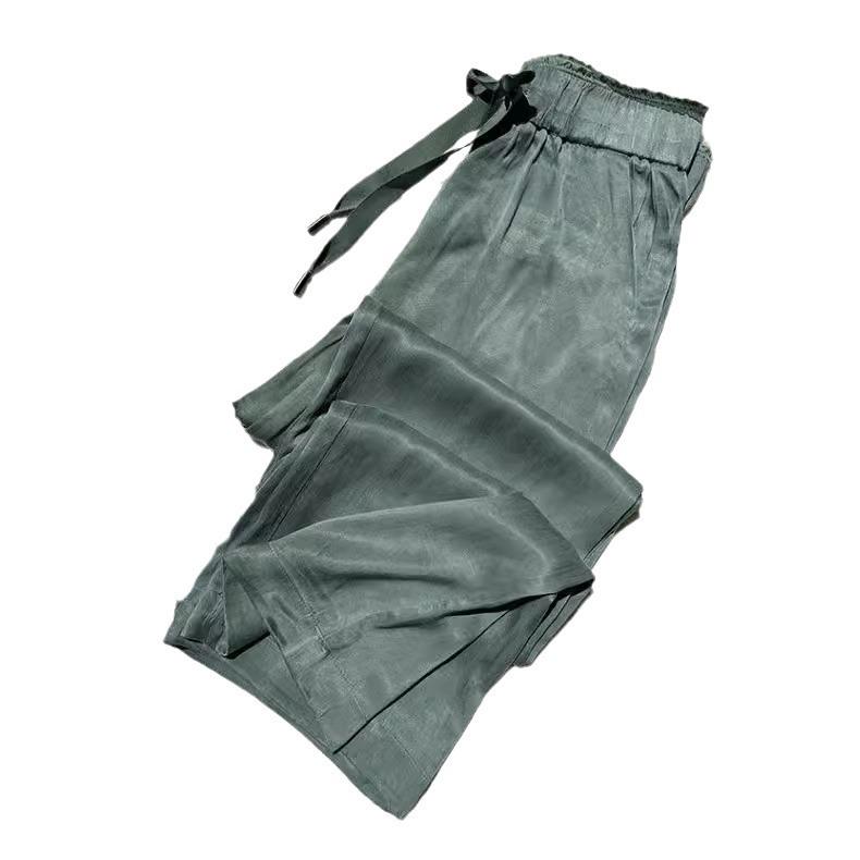 2025 European-Style Women's Wide-Leg Satin Pants for Spring & Summer