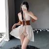 Porn See Through Sexy Lingerie Women Seductive White Mesh Halter Open Bra Dress with Corset Waist Outfits Amazon Cosplay