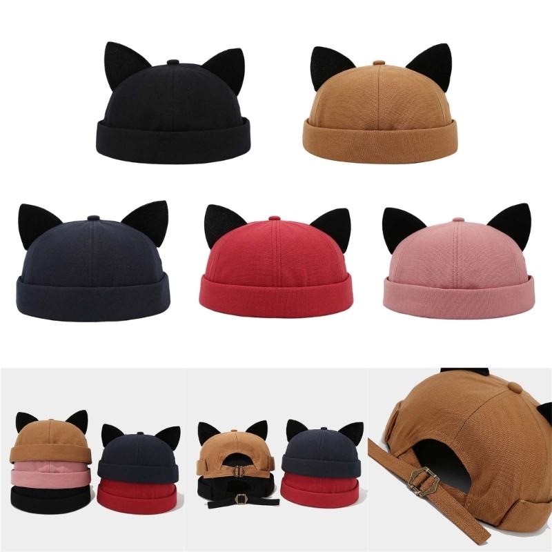 Coole schirmlose Mütze Stand Skullcap Mütze 3D Kätzchenohr für Street Shooting