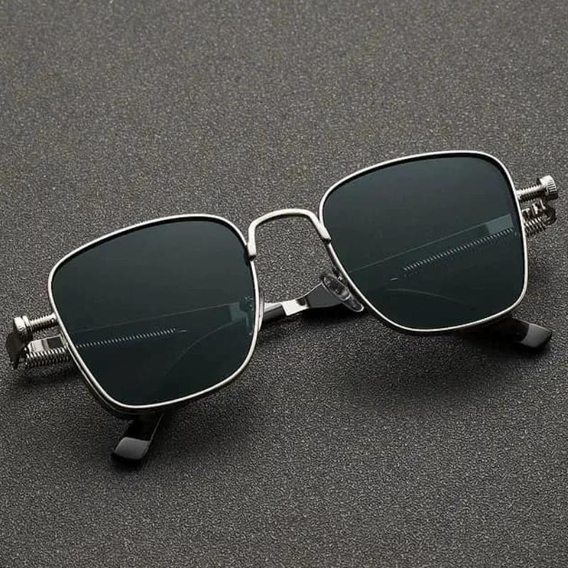 Punk Sunglasses Men Driving Sunglasses Retro Spring Leg Driving Outdoor Sports Metal Rectangular Decorative Glasses Women UV400