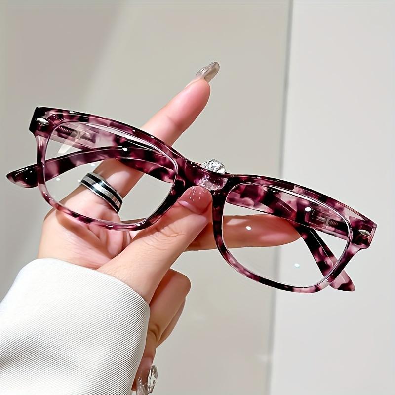 4Pcs Fashionable Rectangular Reading Glasses - Computer Glasses With Anti-Glare Coating Blue Blocking Lens Eye Protection