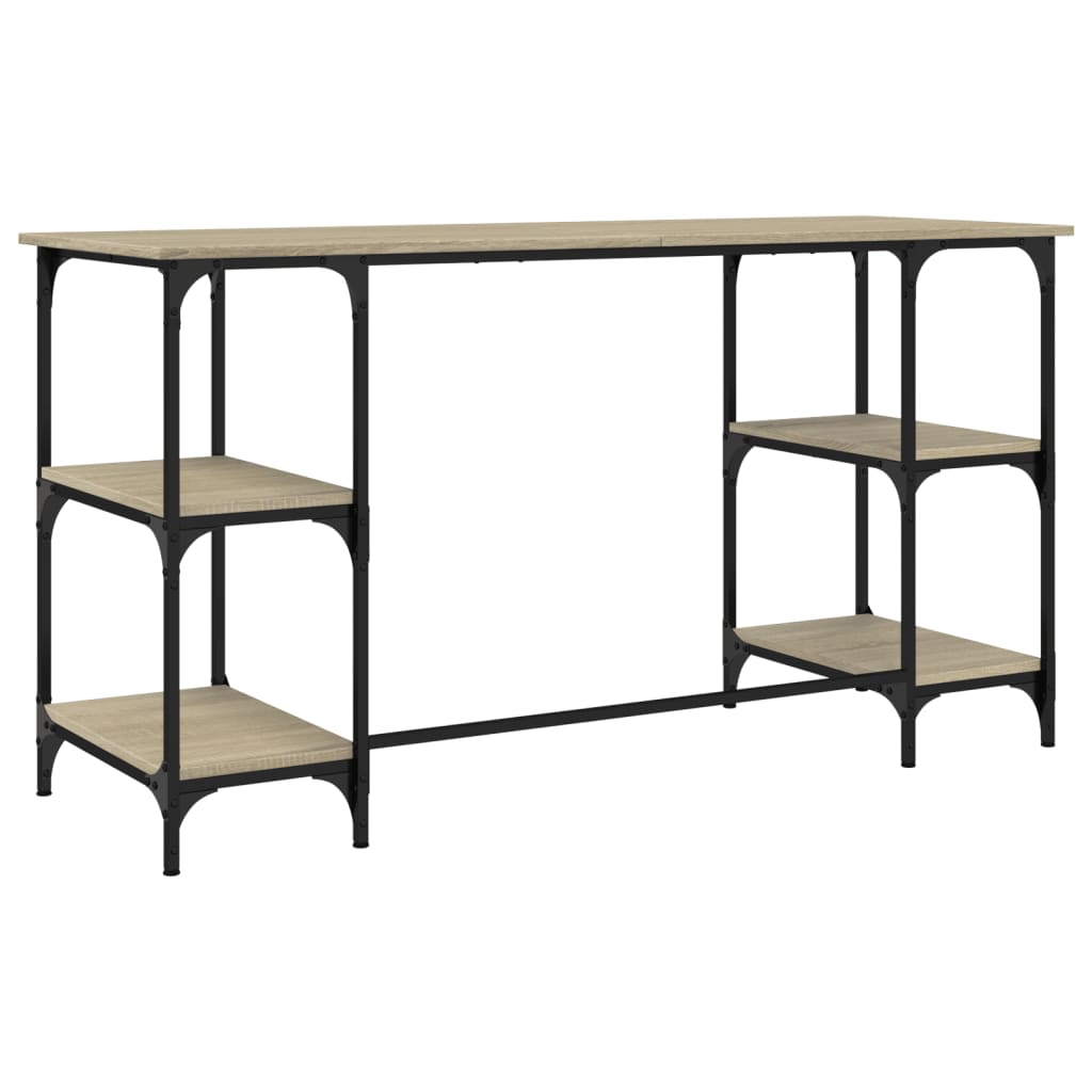 Desk Sonoma Oak Finish 140 x 50 x 75 cm Metal and Particleboard