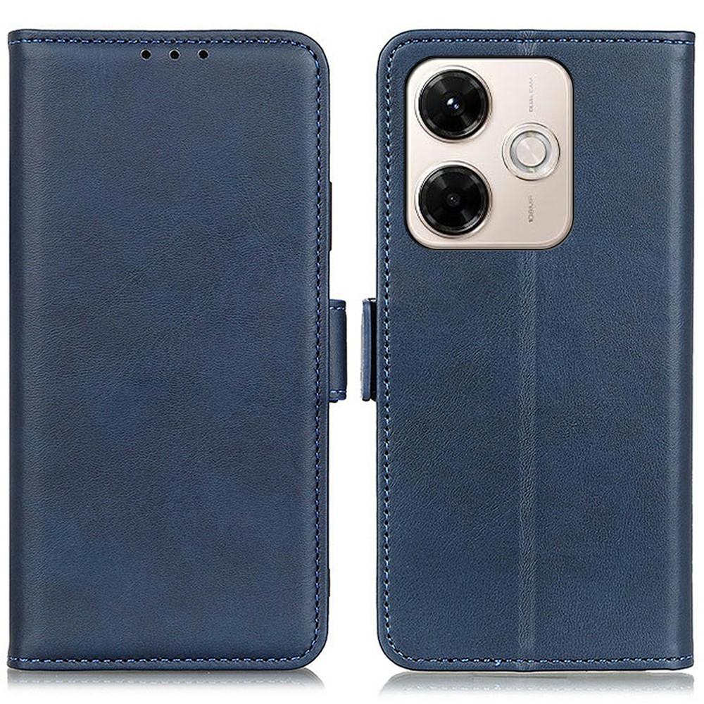 

For Xiaomi Redmi 13x 4G Case Stand Cowhide Texture PU Leather Phone Cover Blue