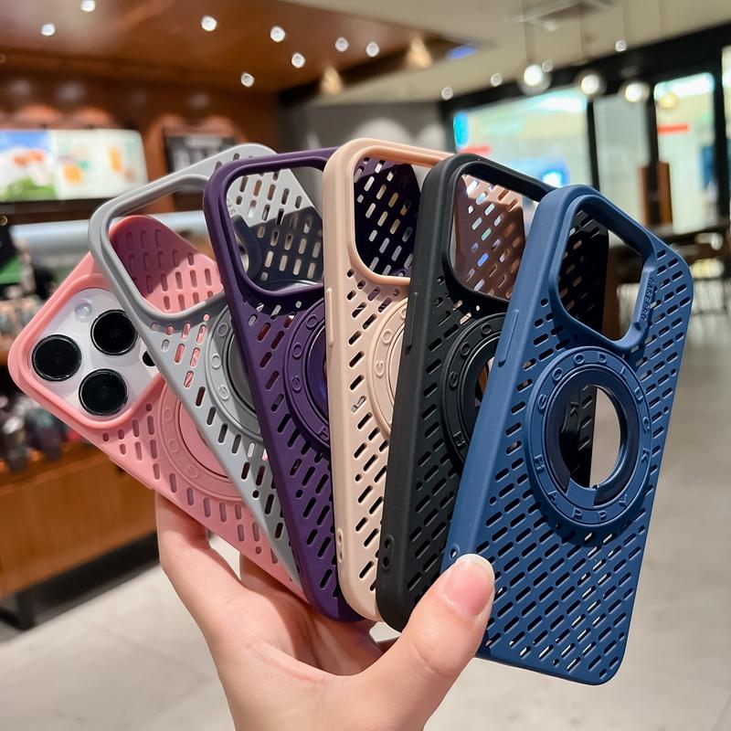 Heat Dissipation Ring Stand Magsafe Magnetic Wireless Charge Case for iPhone 16 15 14 Plus 11 12 13 Pro Max Soft Silicone Cover