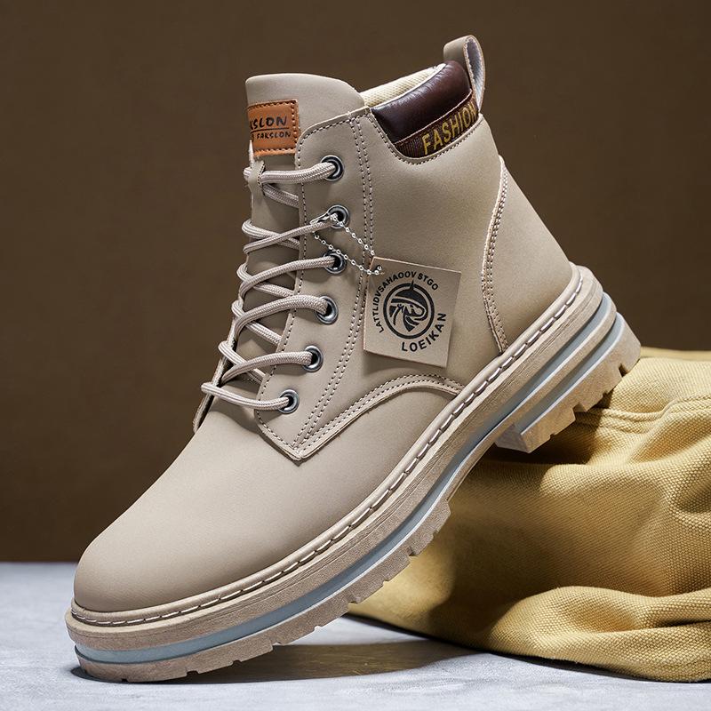 2025 autumn new Martin boots men's large size fashion men's shoes British style high-top tooling boots trendy leather boots