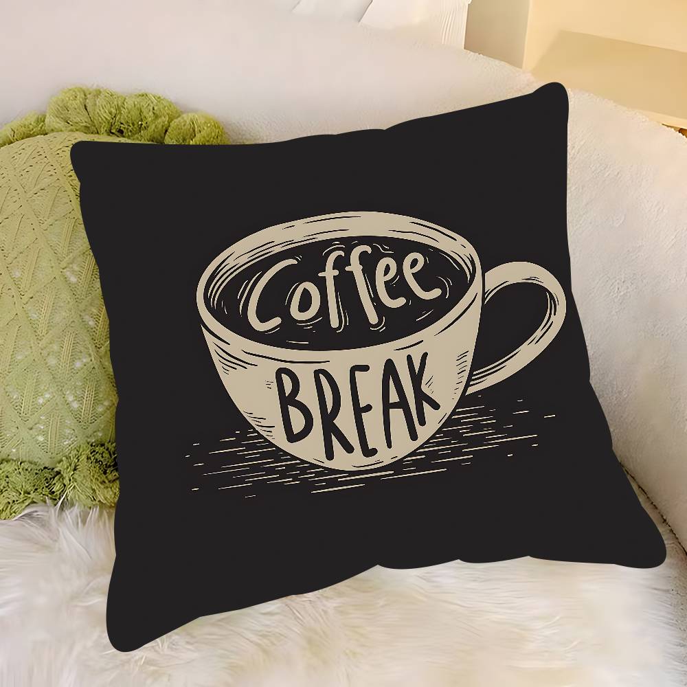 Cartoon Coffee Pillow Case Removable Washable Cushion Cover – All-Season Soft Linen
