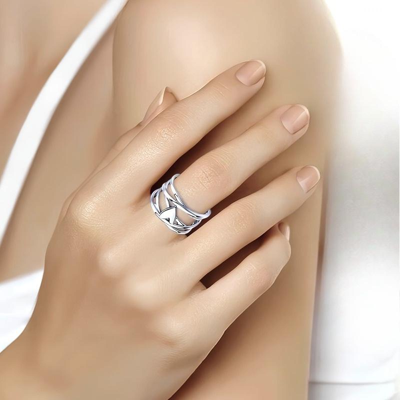 Hollow Out Design Heart Multi-layer Women's Ring, Fashionable and Simple Daily Holiday Party Jewelry Gift
