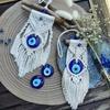 Children's Room Decoration with Blue Eyes Pure Handmade Cotton Thread Woven Tapestry Hanging Pieces INS Style Wall Hanging