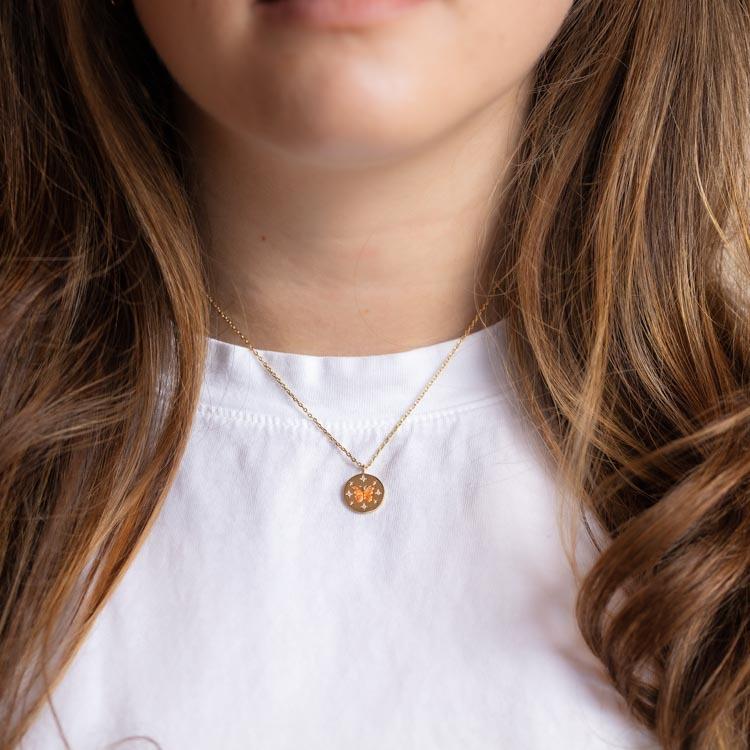 Stainless Steel Hand Painting Totem Pendant Necklace Female Butterfly Star Zircon Furnace Vacuum Electroplating 18K Gold Protection