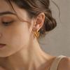 Geometric C Shaped Stainless Steel Earrings With Pvd Gold Finish For Women Summer Trend