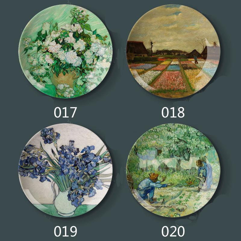 8 Inch Van Gogh Painting Porcelain Decorative Wall Hanging Plate Seat Disc Ceramic Disc Art Nouveau