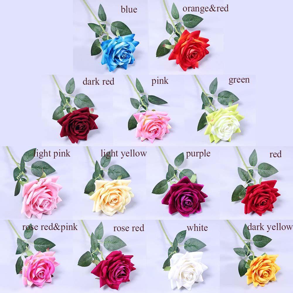 Home Decor DIY Blossom Velvet Flowers Bridal Bouquet Artificial Roses Wedding Decor Fake Flowers