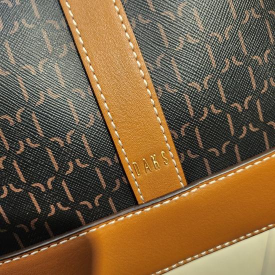 Brown Small Bucket Bag with DD Pattern Leather Trim DCBA3E868