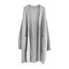 Women's Solid Color Long Sleeved Knee Length Knitted Cardigan, Lazy Trend, Medium Long Hair Jacket