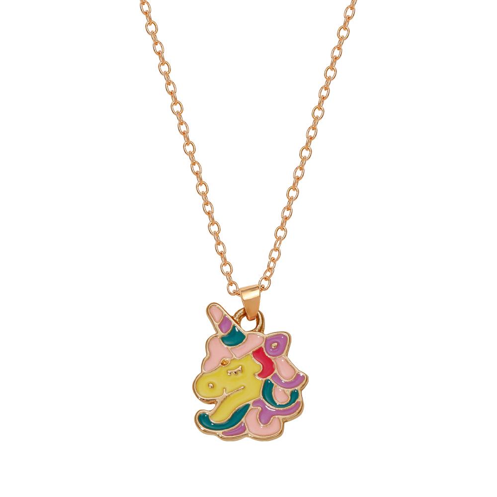 Rainbow Dinosaur Unicorn Friendship Necklace for Children – Creative Pendant Gift