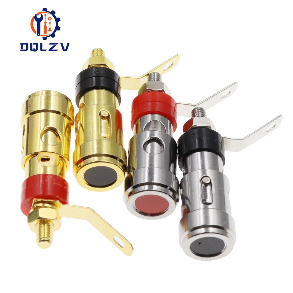 2PCS Gold-plated push-Type Spring Terminal Speaker Amplifier Spring Self-Locking Socket Push-Type Terminal