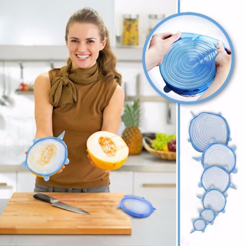 Source European Standard Silicone Six-piece Set Fresh-keeping Cover Stretch Bowl Cover Refrigerator Microwave Seal Fresh-keeping Film