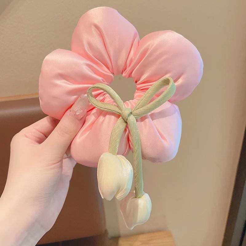 Korean New Sponge Floral Elastic Hair Bands Big Size Hair Rope Ties Women Barrettes Headwear Girls Hair Accessories