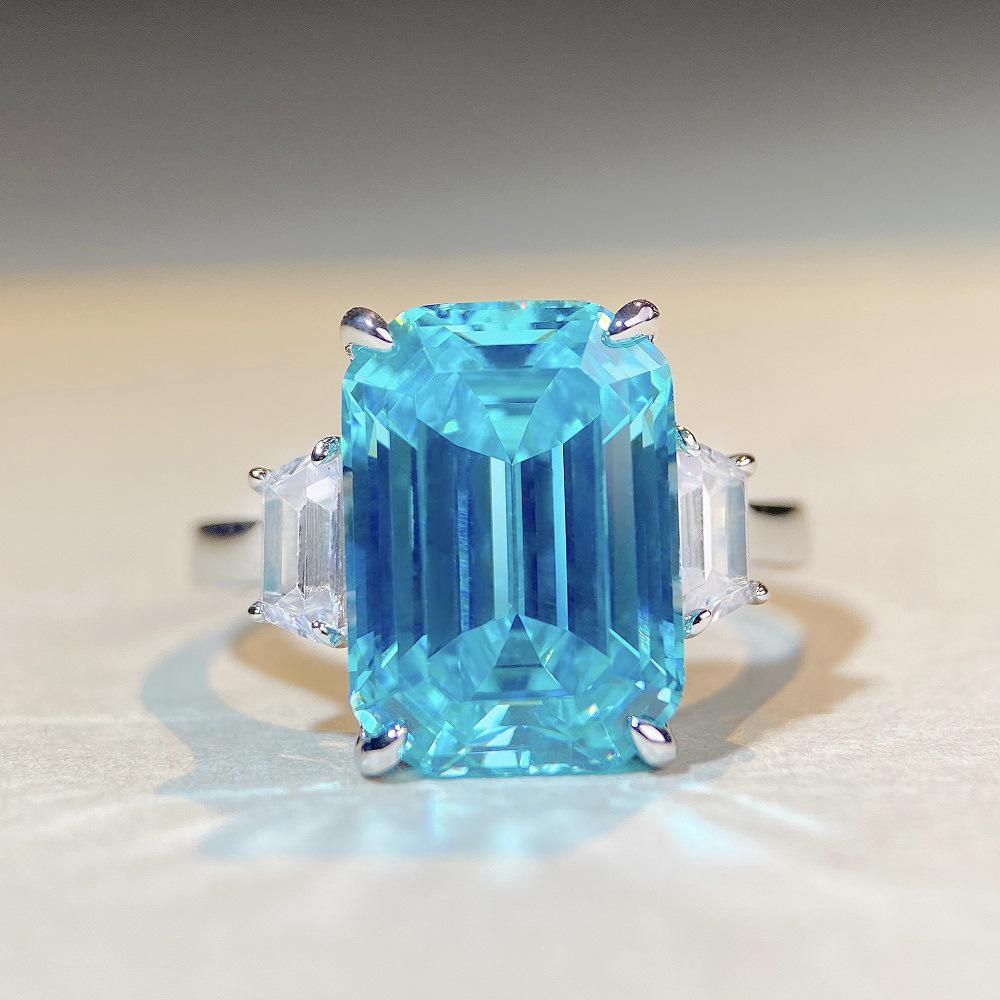 Emerald Cut Pink Zircon Diamond 925 Silver Ring for Women