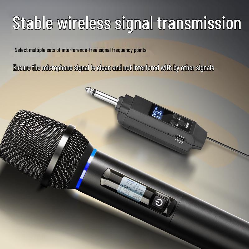 UHF Wireless RGB Microphone Set: Metal Handheld for Meetings & Family KTV
