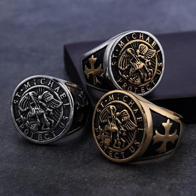 Ring Vintage Erzengel St. Michael Material Herrenring